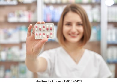 Female Pharmacist Holding Showing Blister Pack Stock Photo 1291426423 ...