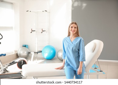 Female Physiotherapist In Rehabilitation Center