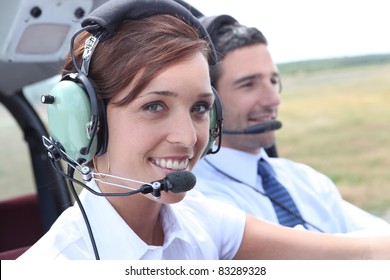 Female Pilot Of A Light Aircraft