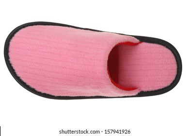 Female Pink House Slippers Isolated On White Background