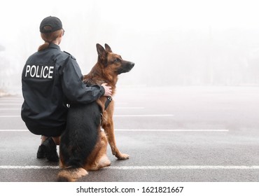 Female Police Officer Dog Patrolling City Stock Photo 1621821667 ...