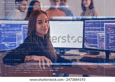 Female programmer working in office