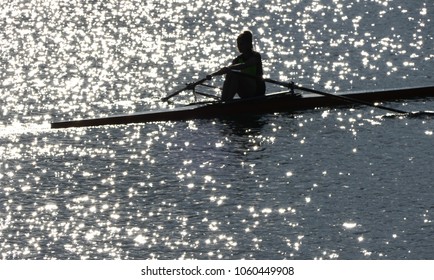 Female Rower Silhouette On Lake Stock Photo 1060449908 | Shutterstock