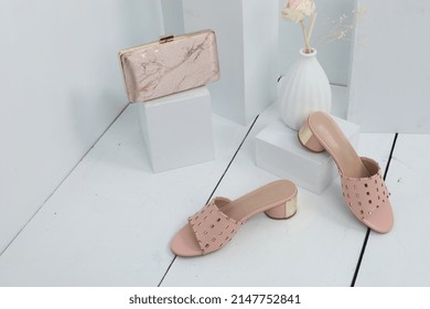 Female Sandals Product Shot In A Studio. FLAT 50% Off On Women's Shoes, Sandals, Slippers, Courts, Khussa, Moccasin And Clothing.