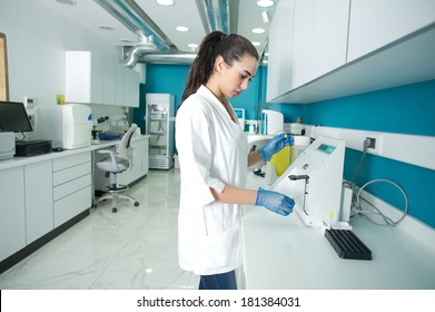 female scientist diagnosing blood in a lab  
