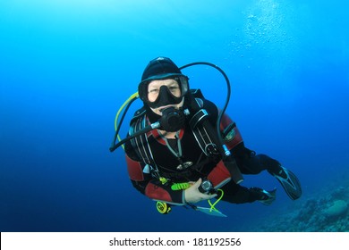 Female Scuba Diver Underwater