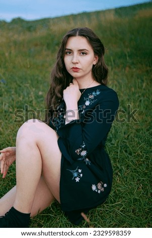 female sensitivity.Gentle girl.Close-up portrait of a woman.Emotions of calmness and sadness.Long hair blowing in the wind.Sensual.woman dreaming and sad.feeling depressed.
tragic state.morbid.
stress