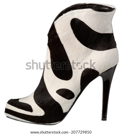 Female shoe with high heel on white background