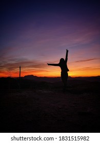 Female Silhoutte In The Sunset