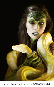 Female snake goddess with Burmese Python