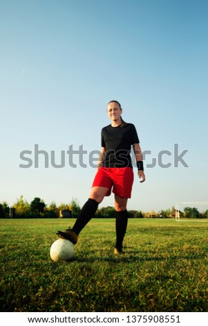 Female soccer player outdoors