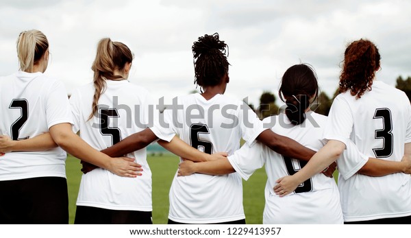 Female Soccer Players Huddling Standing Together Stock Photo 1229413957 ...