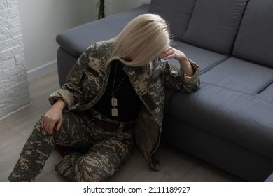 A Female Soldier, Sad Military Woman