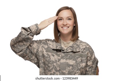 Female Soldier saluting