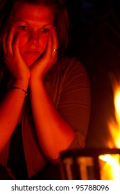 Female Staring Into Fire Stock Photo 95788096 | Shutterstock