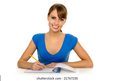 Female student doing homework - Powered by Shutterstock