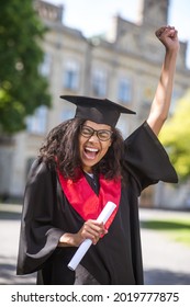 A Female Student Feeling Awesome About College Graduation