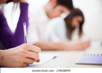 Female student at work