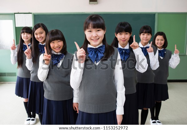 Female Students Japanese Make Finger Stock Photo 1153252972 | Shutterstock