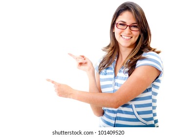 Female Teacher Pointing At A White Board