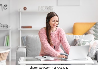 Female Technical Support Agent Working At Home