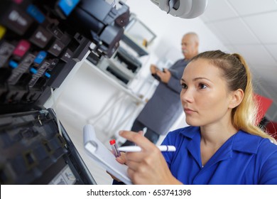 Female Technician Working With Transistor