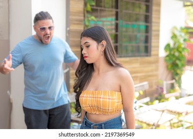 A Female Teenager Walks Out Of The Toxic Environment Of Their House As She Hears Her Mad Father Yelling At Her For Leaving The House.