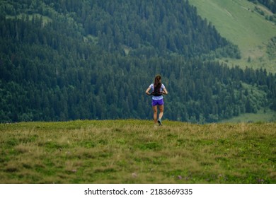 Female Trail Runner Running Ultramarathon Race