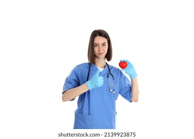 Female Trainee Nurse Isolated On White Background