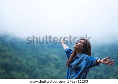 Similar – Image, Stock Photo The sky, wild Happy Sky