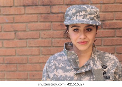 Female US Army Soldier Wearing Uniform