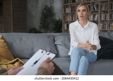 Female visited family lawyer talking problem financial justice process or divorce. Male jurist working with client listening analyzing noticing. Appointment with advisor mortgage document consulting