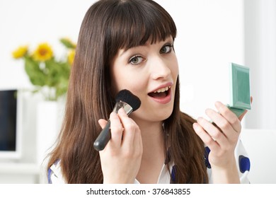 Female Vlogger Presenting Make Up Tutorial Video