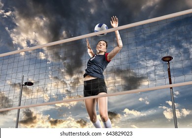 Female Volleyball Players Jumping Close-up