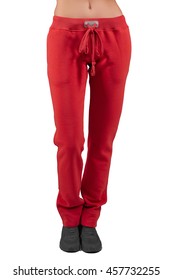 Female Warm Red Fleece Pants