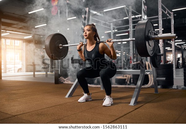 Female Weightlifter Getting Ready Stand Heavy Stock Photo (Edit Now ...