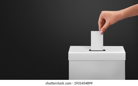 female or women Voter Holds Envelope In her  Hand Above Vote Ballot for casting vote on black background - Shutterstock ID 1931454899