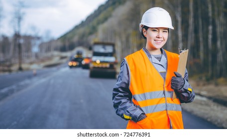 Female Worker Road Construction