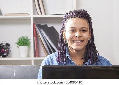 Female Young Latin American Computer House Stock Photo 534086 image