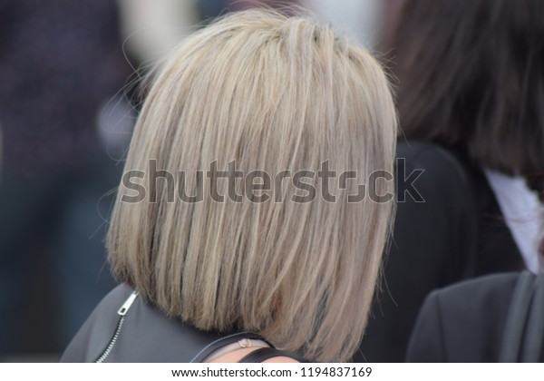 Females Hair Styled Bleach Blonde Bob Stock Photo Edit Now