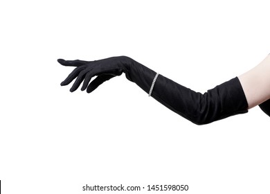 black and white long gloves