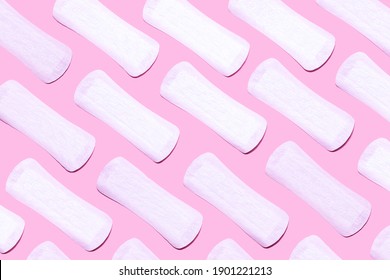 Feminine Hygiene, Menstrual Pads. Sanitary Napkins For Women. Menstrual Cycle Minimal Concept. Horizontal Image.