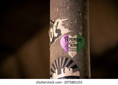 Feminism Sign On A Lamp Post