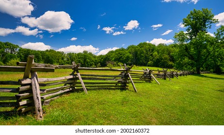 A Fence Along A Field In Jockey Hollow In Morristown, New Jersey.