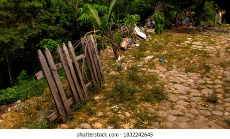 Fence And Backyard Of Rustic Home In Jungle Of El Salvador