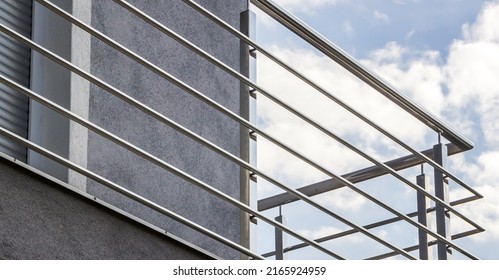 fence. chrome stainless steel fence on balcony  - Shutterstock ID 2165924959