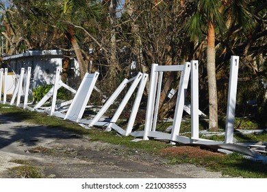 Fence Damage Hurricane Ian, Englewood, Florida