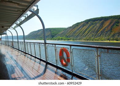 Fence Of A Deck On River Cruise Boat On Volga River, Russia