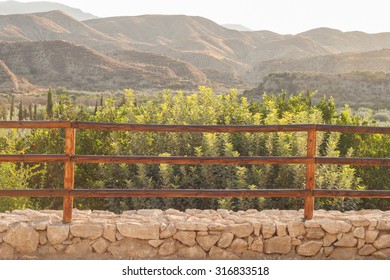 fence with mountain view