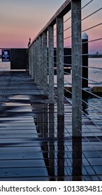 Fence reflection at sunset